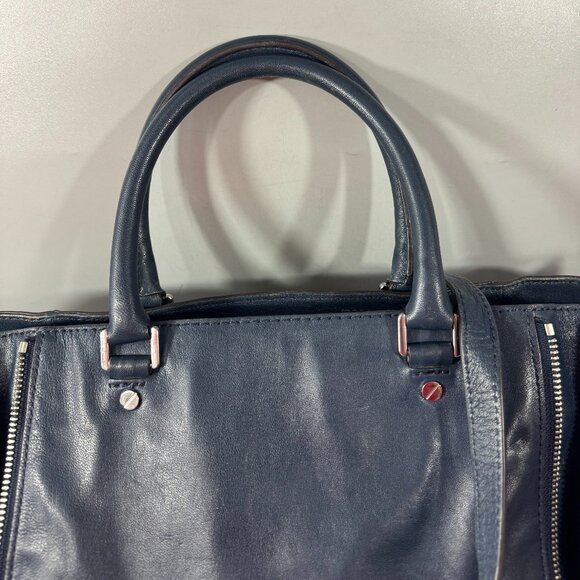 MICHAEL MICHAEL KORS NEWMAN NAVY BLUE LEATHER LARGE TOTE,SHOULDER BAG,CROSSBODY - Picture 4 of 15